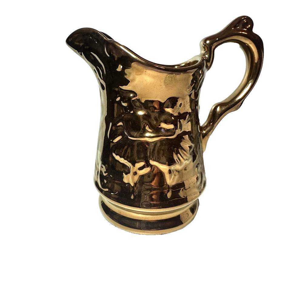 Vintage Wade England Copper Lusterware Ballerina Embossed 7” Pitcher